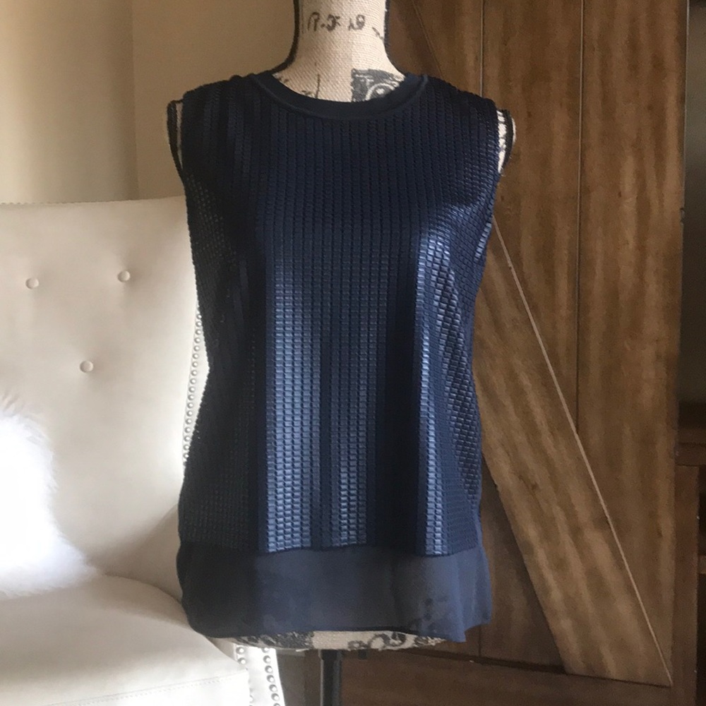 Vince mix media sleeveless shell